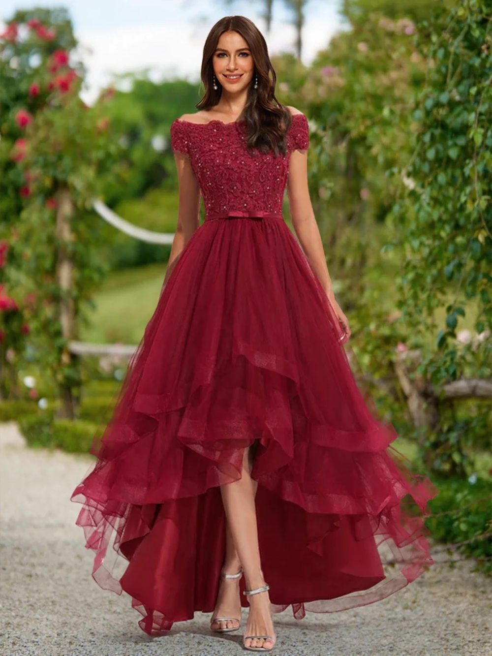 JJs House | Dresses | T6 Jjs House Ysabel Strapless Dress With Bardot Neckline And Tulle Sequins S